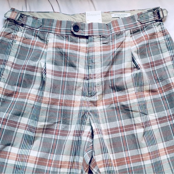 Banana Republic Madras Plaid Suit Pants Adjustable Waistband Grunge Academia - Picture 14 of 14